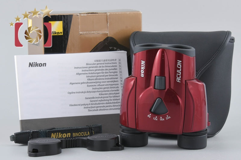 Nikon ACULON T11 8-24x25 Red Binoculars w/ Box