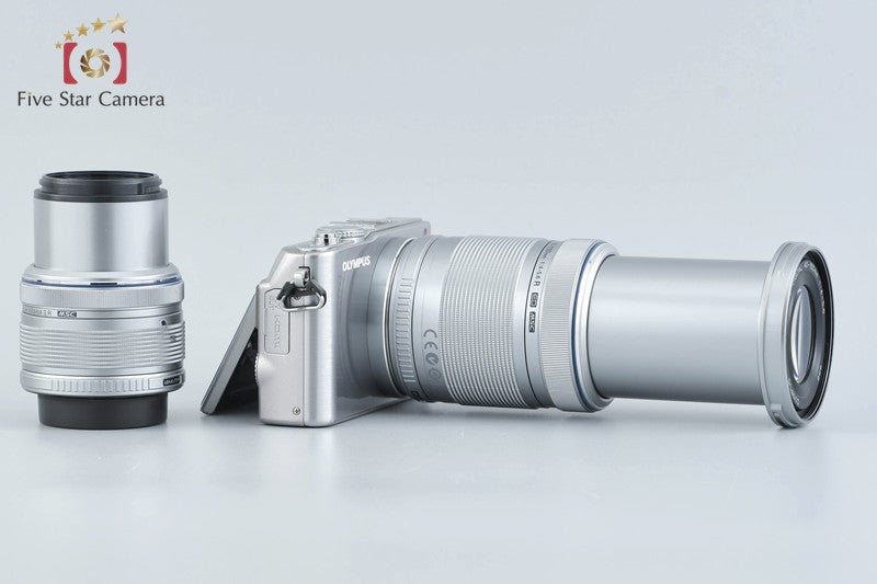 "Count 2,144" Olympus PEN Lite E-PL3 Silver 12.3 MP 14-42 40-150 Lenses