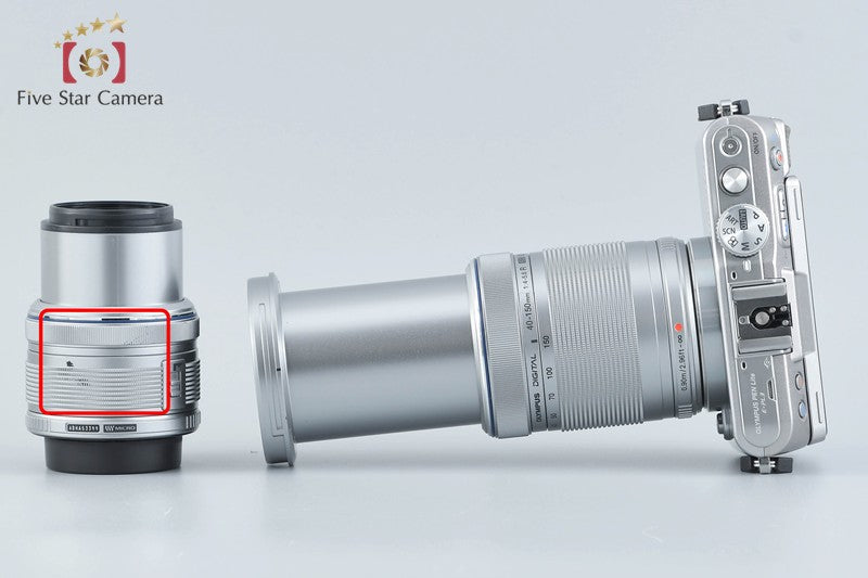 "Count 2,144" Olympus PEN Lite E-PL3 Silver 12.3 MP 14-42 40-150 Lenses