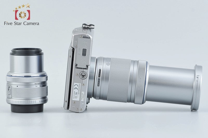 "Count 2,144" Olympus PEN Lite E-PL3 Silver 12.3 MP 14-42 40-150 Lenses