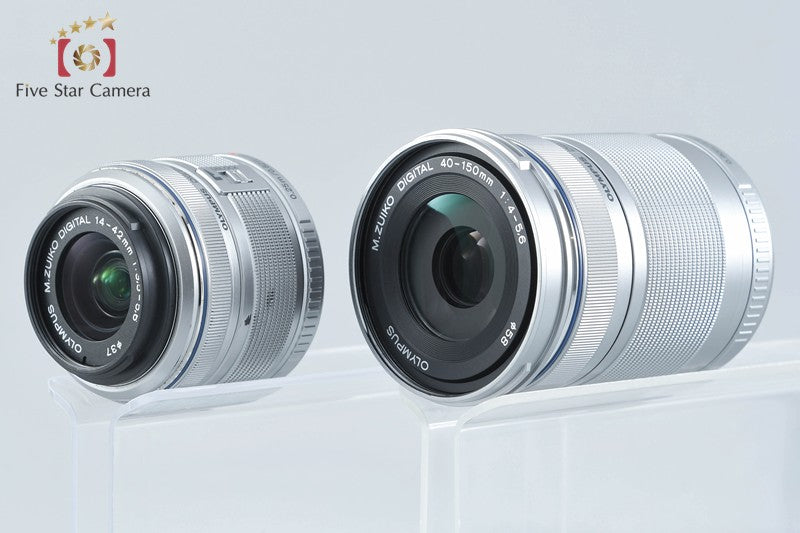 "Count 2,144" Olympus PEN Lite E-PL3 Silver 12.3 MP 14-42 40-150 Lenses