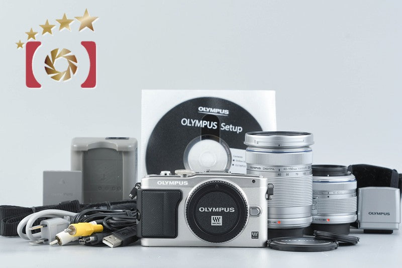 "Count 500" Olympus PEN Lite E-PL5 Silver 16.5 MP 14-42 40-150 Lenses