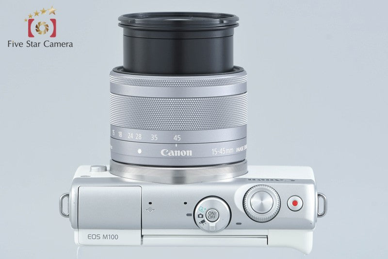 Canon EOS M100 White 24.2 MP Digital Camera EF-M 15-45 IS STM Lens