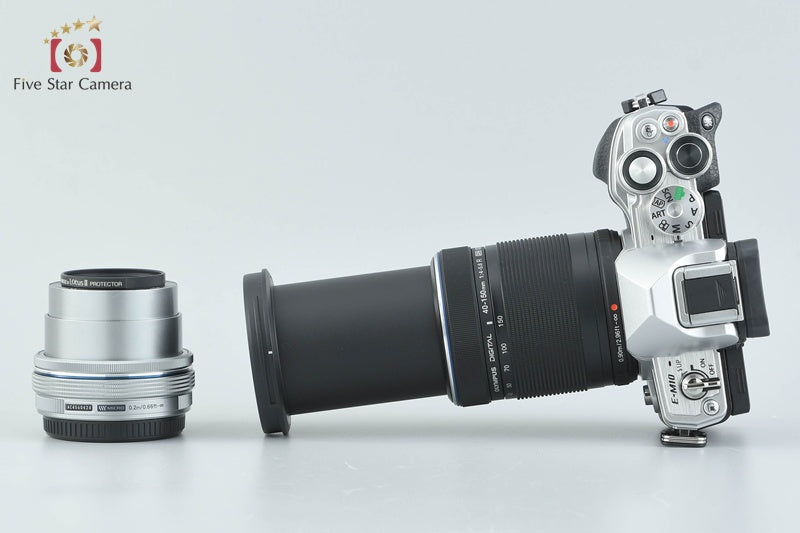 "Count 2,246" Olympus OM-D E-M10 Mark IV Silver 20.3 MP 14-42 40-150 Lenses
