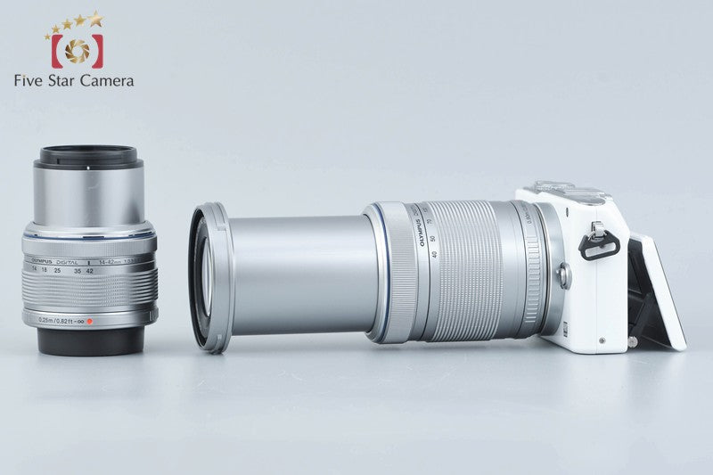 "Count 1,861" Olympus PEN Lite E-PL3 White 12.3 MP 14-42 40-150 Lenses w/ Box