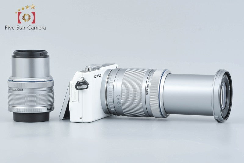 "Count 1,861" Olympus PEN Lite E-PL3 White 12.3 MP 14-42 40-150 Lenses w/ Box