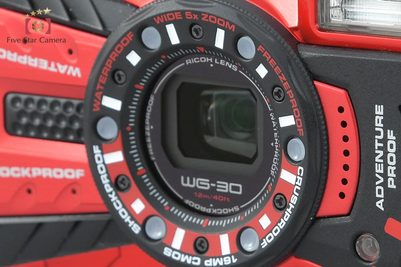 "Count 4" Ricoh PENTAX WG-30 Vermilion Red 16.0 MP Waterproof Action Camera