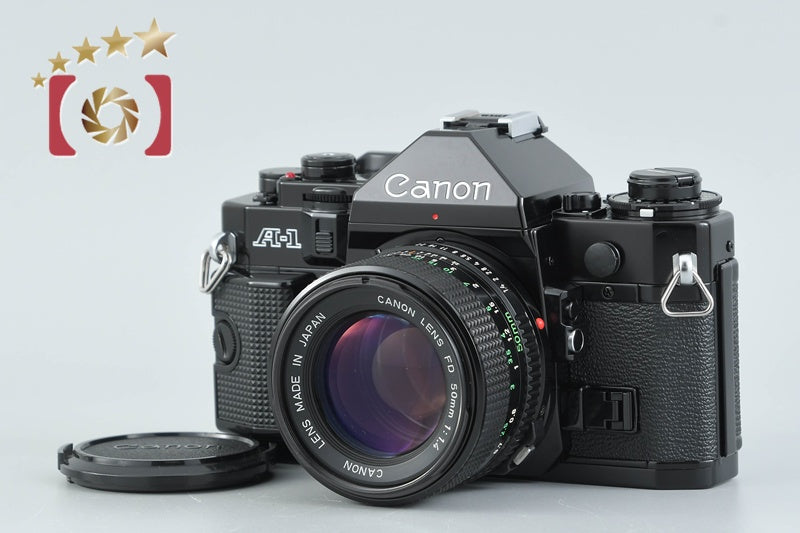 Canon A-1 Black 35mm SLR Film Camera + New FD 50mm f/1.4