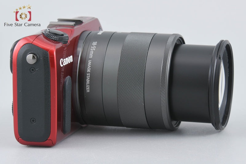 Canon EOS M Red 18.0 MP Mirrorless Camera EF-M 18-55 IS STM Lens