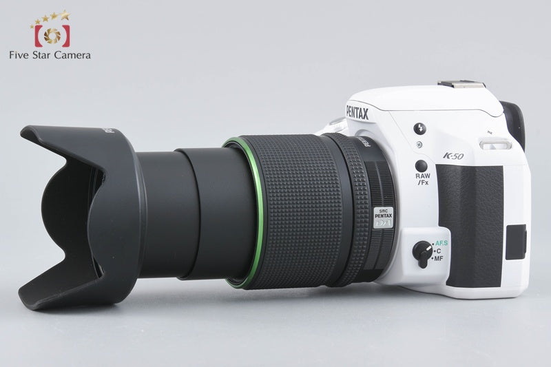 Count 1,727 Pentax K-50 White 16.3 MP Digital SLR Camera 18-135 WR Lens w/ Box