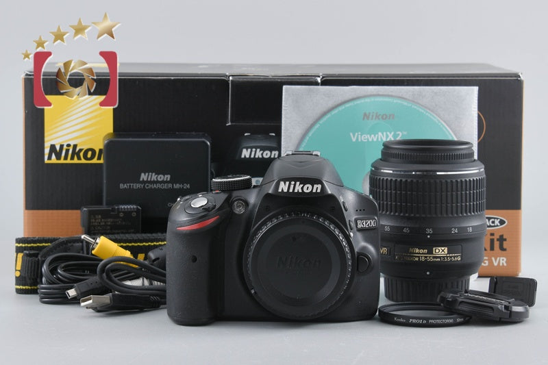 Nikon D3200 Black 24.2 MP DSLR 18-55 VR Lens w/ Box