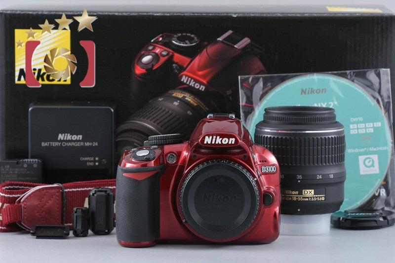 "Count 1,769" Nikon D3100 Red 14.2 MP Digital SLR Camera 18-55 VR Lens w/ Box