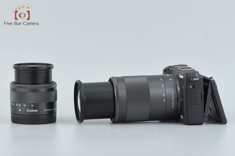 Canon EOS M3 Black 24.2 MP Digital Camera EF-M 15-45 55-200 Lenses