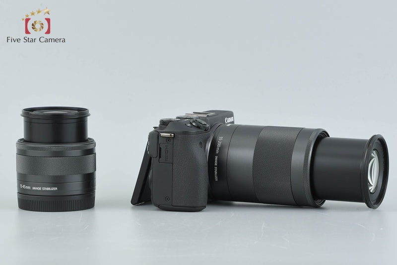 Canon EOS M3 Black 24.2 MP Digital Camera EF-M 15-45 55-200 Lenses