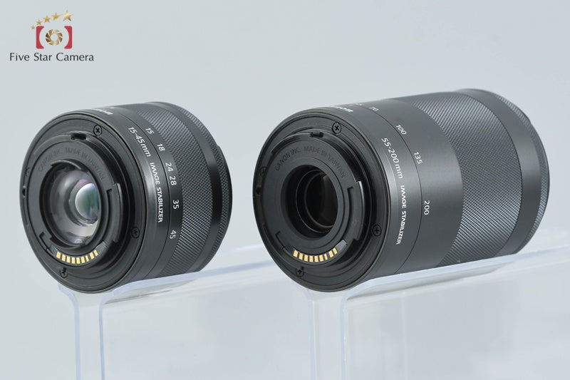 Canon EOS M3 Black 24.2 MP Digital Camera EF-M 15-45 55-200 Lenses