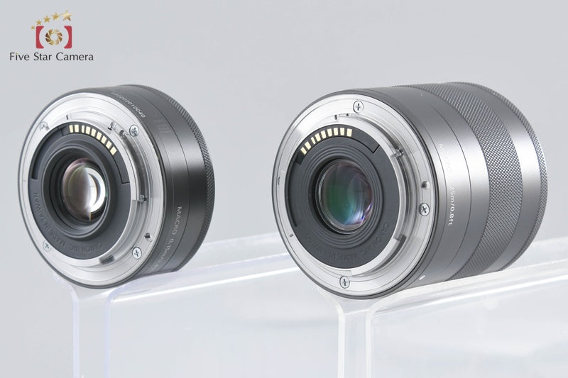 Canon EOS M Black 18.0 MP Mirrorless Camera 18-55 22 Lenses w/ Box