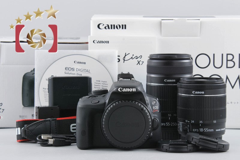Canon EOS Kiss X7 / Rebel SL1 / 100D 18.0 MP DSLR 18-55 55-250 Lenses w/ Box