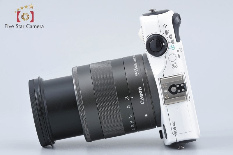 Canon EOS M2 White 18.0 MP Digital Mirrorless Camera EF-M 18-55 IS STM Lens