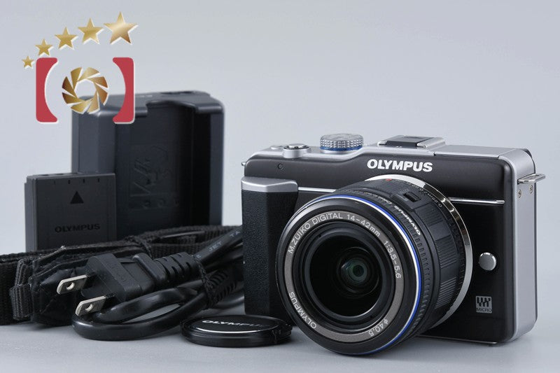 "Count 2,487" OLYMPUS PEN Lite E-PL1 Black 12.3 MP Digital Camera 14-42 Lens
