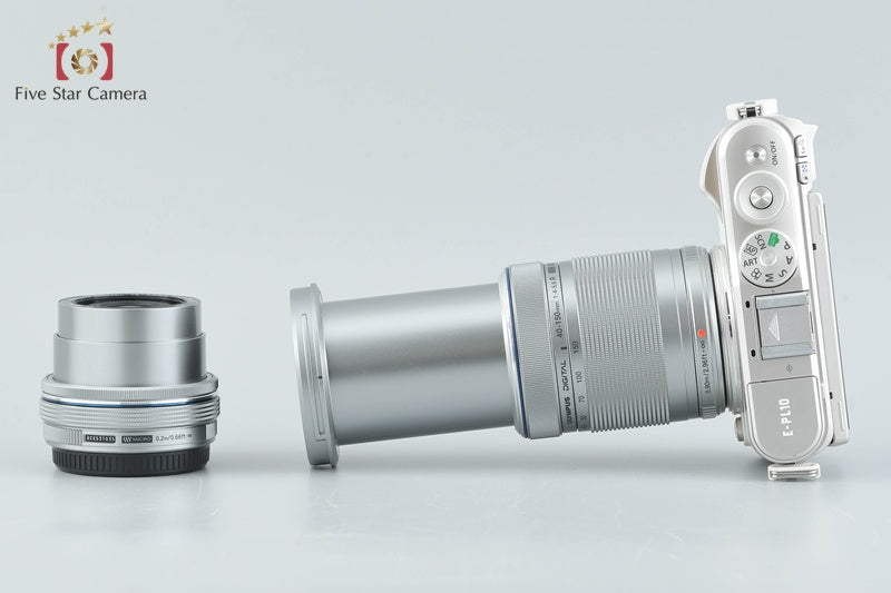"Shutter count 1,379" Olympus PEN E-PL10 White 16.1 MP EZ 14-42 40-150 Lenses