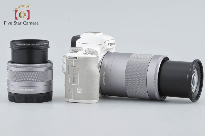 "Count 5,000" Canon EOS Kiss M / M50 White 24.0 MP 15-45 55-200 IS STM Lenses