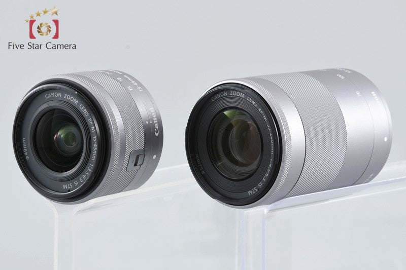 "Count 5,000" Canon EOS Kiss M / M50 White 24.0 MP 15-45 55-200 IS STM Lenses