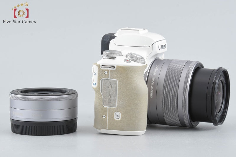 Canon EOS Kiss M / M50 White 24.0 MP 15-45 22 Lenses w/ Box