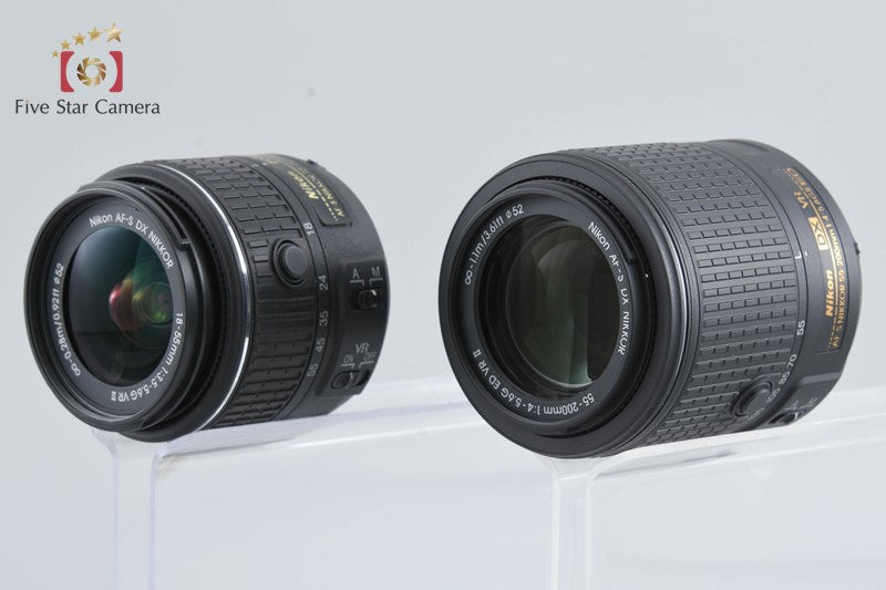"Count 1,327" Nikon D3300 Black 24.2MP DSLR 18-55 55-200 Lenses w/ Box