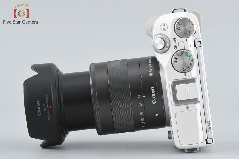 Canon EOS M3 White 24.2 MP Digital Camera EF-M 18-55 IS STM Lens