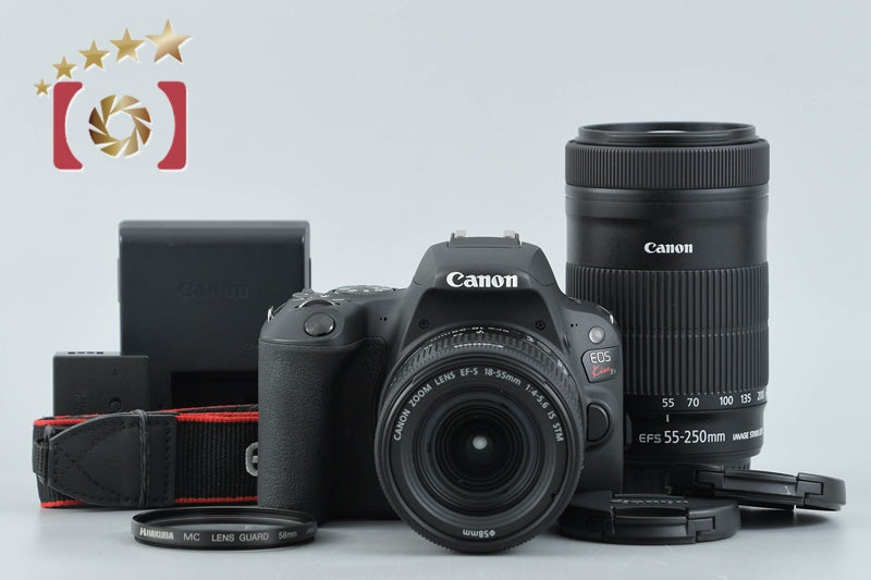 Count 4,861" Canon EOS Kiss X9 / Rebel SL2 / 200D Black 24.2MP 18-55 55-250 Lens
