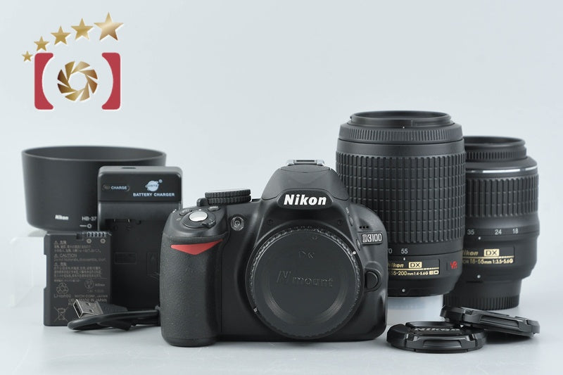 Nikon D3100 14.2 MP Digital SLR Camera 18-55 55-200 Lenses
