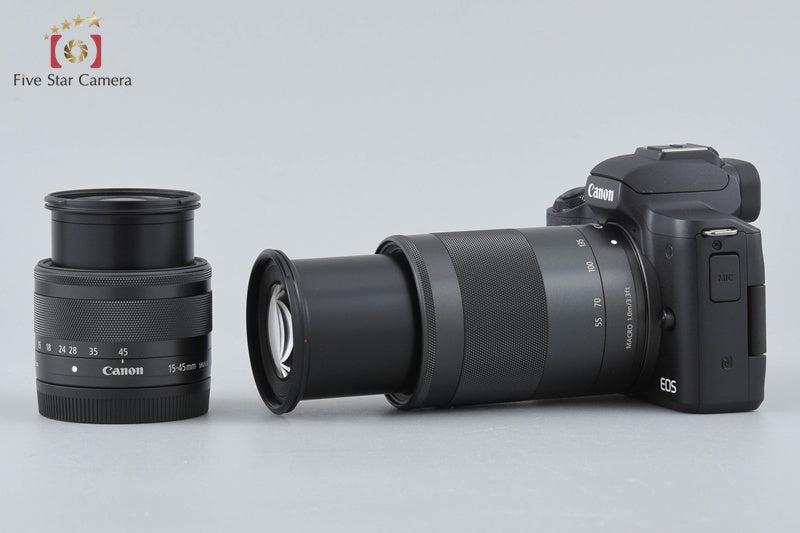 "Count 4,000" Canon EOS Kiss M / M50 Black 24.0 MP 15-45 55-200 IS STM Lenses
