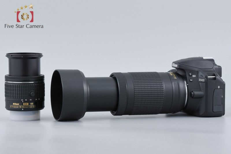 Nikon D3400 24.2 MP DSLR Black AF-P 18-55 70-300 VR Lenses