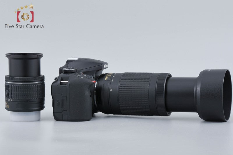 Nikon D3400 24.2 MP DSLR Black AF-P 18-55 70-300 VR Lenses