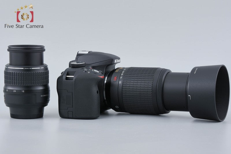 Nikon D3300 Black 24.2 MP DSLR 18-55 55-200 Lenses