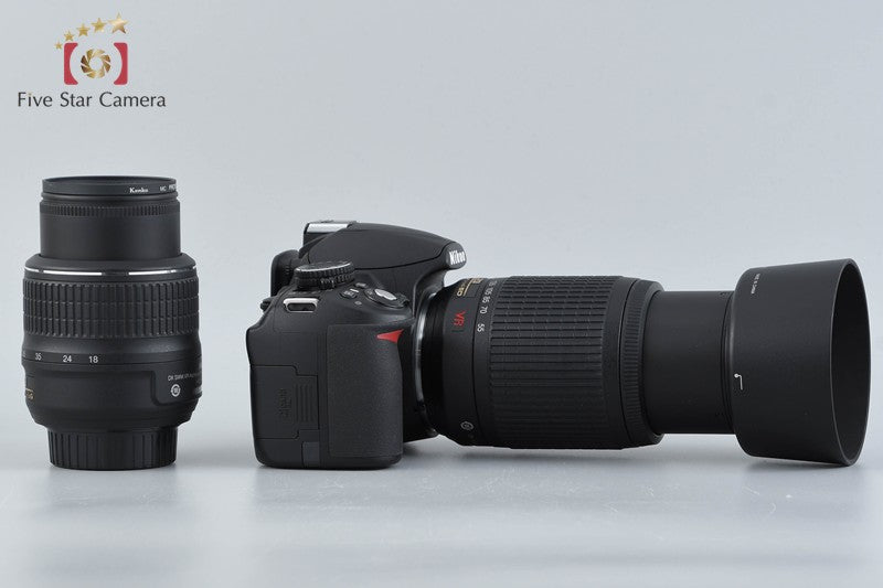 "Count 3,790" Nikon D3100 Black 14.2 MP Digital SLR Camera 18-55 55-200 Lenses