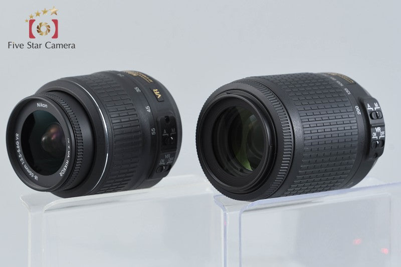 "Count 3,790" Nikon D3100 Black 14.2 MP Digital SLR Camera 18-55 55-200 Lenses
