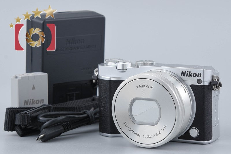 "Count 132" Nikon 1 J5 Silver 20.8 MP Digital Camera 10-30 Lens