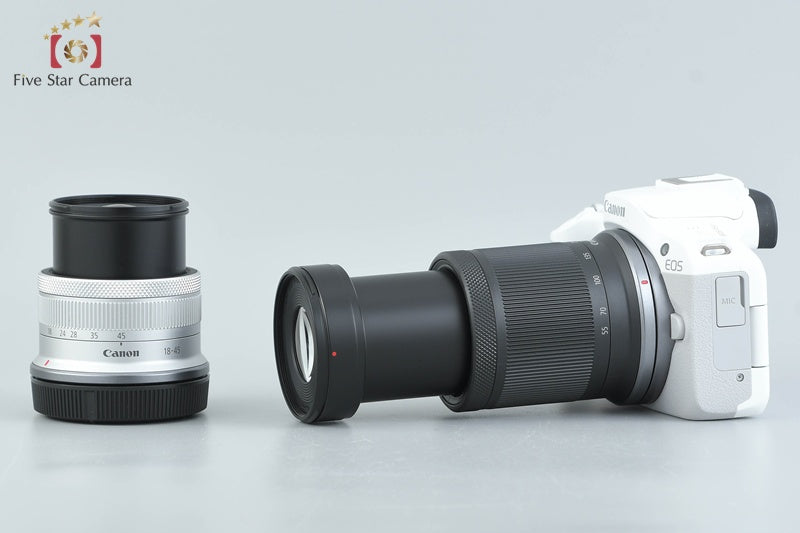 Shutter count 1,000 Canon EOS R50 White 24.2 MP RF-S 18-45 55-210 Lenses