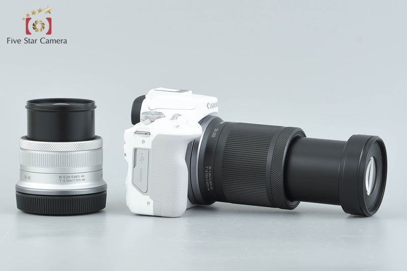 Shutter count 1,000 Canon EOS R50 White 24.2 MP RF-S 18-45 55-210 Lenses