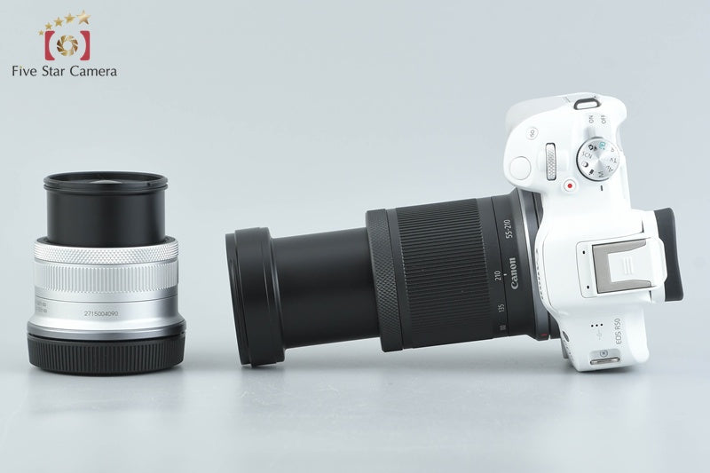 Shutter count 1,000 Canon EOS R50 White 24.2 MP RF-S 18-45 55-210 Lenses