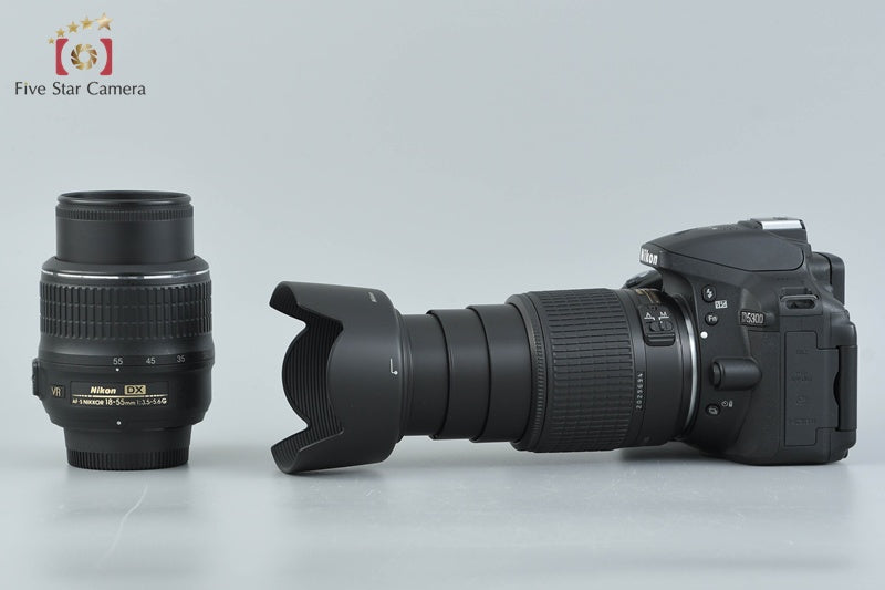 Nikon D5300 Black 24.2 MP DSLR Camera 18-55 55-200 Lenses
