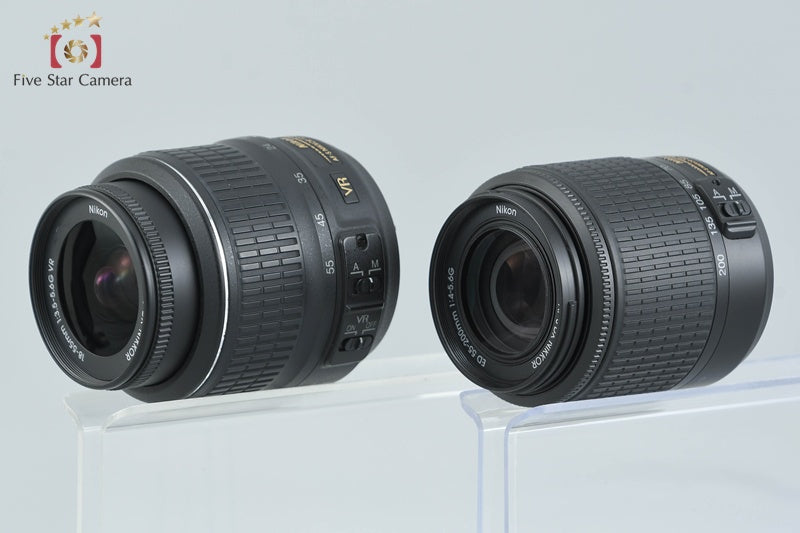 Nikon D5300 Black 24.2 MP DSLR Camera 18-55 55-200 Lenses