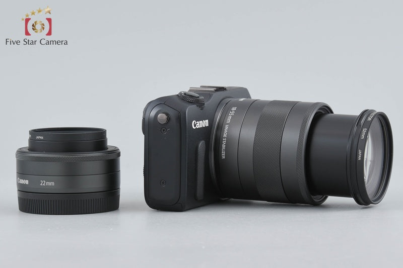 Canon EOS M Black 18.0 MP Mirrorless Camera 18-55 22 Lenses