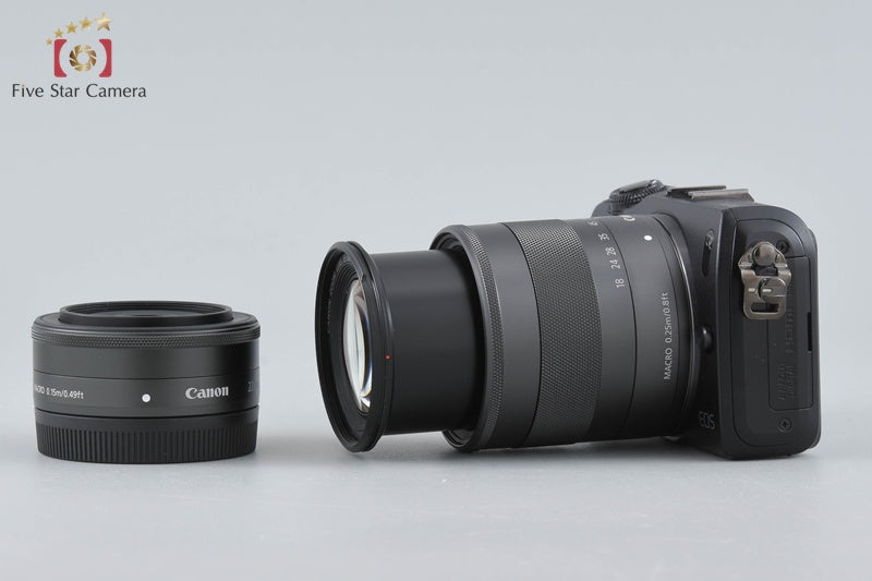 Canon EOS M Black 18.0 MP Mirrorless Camera 18-55 22 Lenses