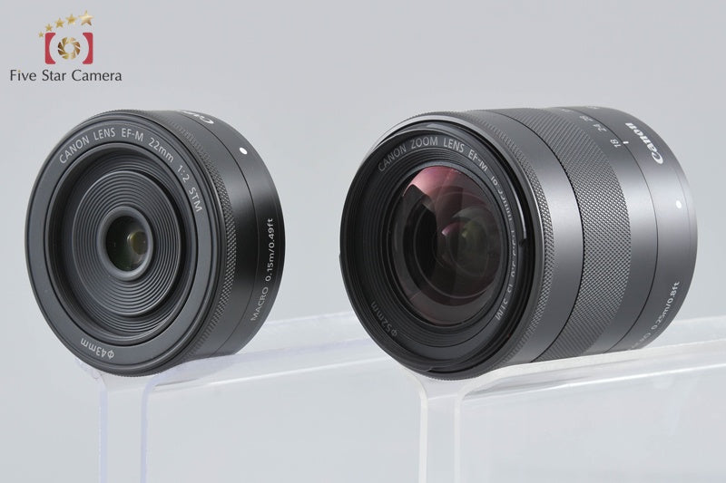 Canon EOS M Black 18.0 MP Mirrorless Camera 18-55 22 Lenses