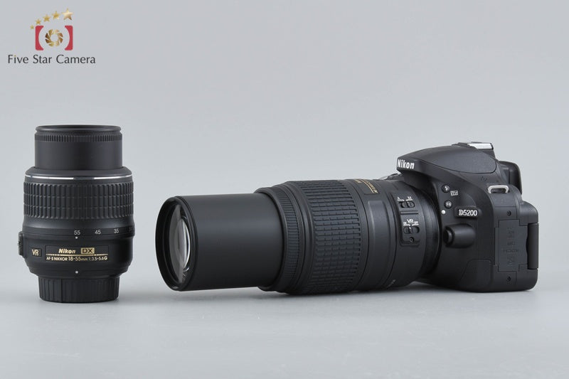 "Count 284" Nikon D5200 Black 24.1 MP Digital SLR Camera 18-55 55-300 Lenses