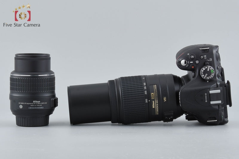 "Count 284" Nikon D5200 Black 24.1 MP Digital SLR Camera 18-55 55-300 Lenses