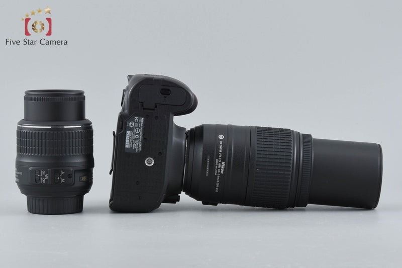"Count 284" Nikon D5200 Black 24.1 MP Digital SLR Camera 18-55 55-300 Lenses