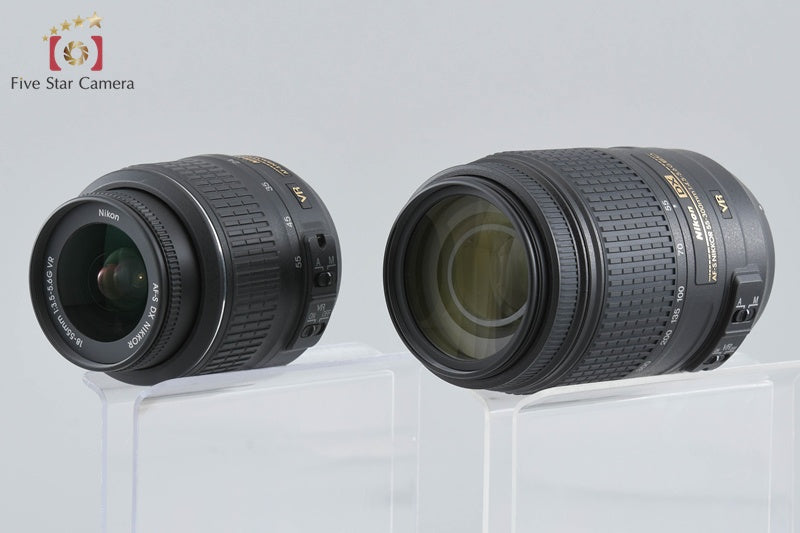 "Count 284" Nikon D5200 Black 24.1 MP Digital SLR Camera 18-55 55-300 Lenses
